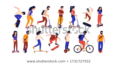 Foto stock: Flat Illustration Of Colored Longboards