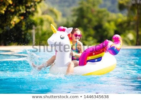 Сток-фото: Cute Pink Unicorn On Floating Island