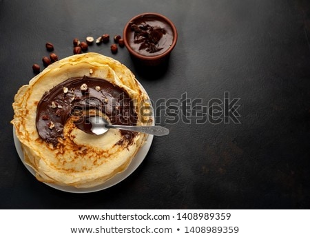 Foto stock: Pancakes With Chocolate Cream