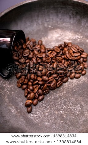Stock fotó: Heart Pattern Of Heap Roasted Coffee Beans Isolated On White Background