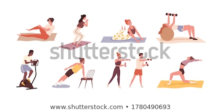 Stockfoto: Yoga Collection Woman Set Vector Illustration