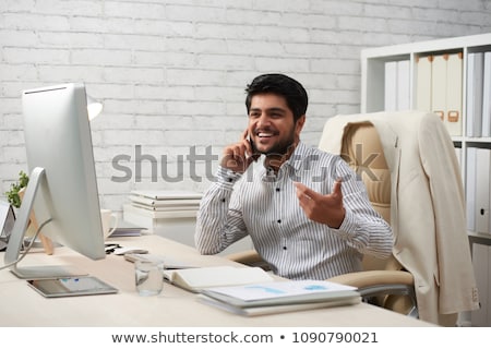 Stok fotoğraf: Indian Businessman Calling On Smartphone