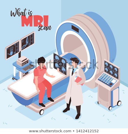 Foto d'archivio: Doctor Examines Mri Scan Of Brain Results Vector