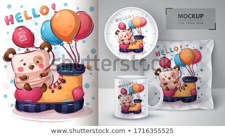 Bear With Balloon Poster And Merchandising ストックフォト © rwgusev