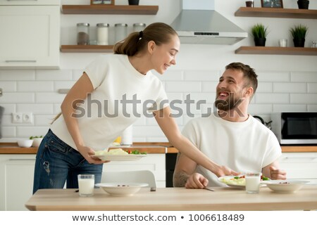 Stock fotó: Woman Serving Food