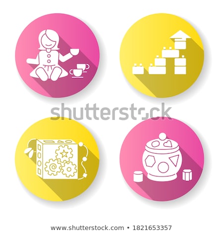 Stock photo: Toddler Toys Flat Design Long Shadow Glyph Icons Set