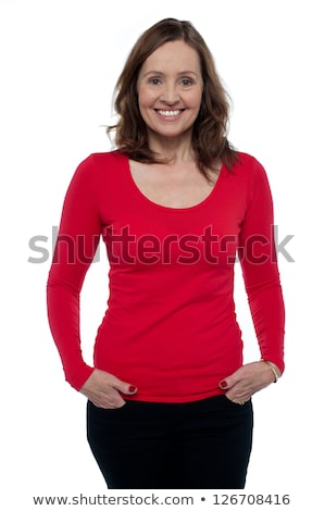 Stock fotó: Middle Aged Woman In Bright Red Top