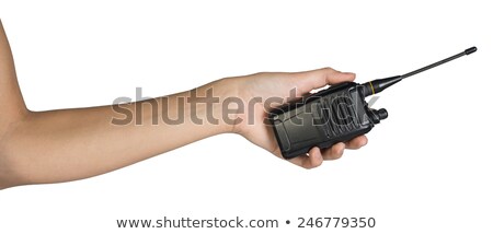 Foto stock: Female Hand Holding Portable Radio Transmitter