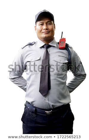 Foto stock: Policeman With Portable Radio Transmitter