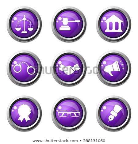 Foto stock: Law Sign Violet Vector Button Icon Design Set