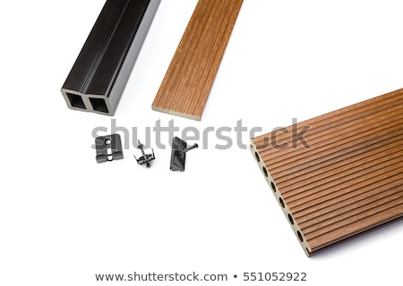 Stok fotoğraf: Composite Decking Board With Wood Grains On White