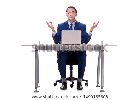 Stock photo: Businessman At Workplace Isolated On White