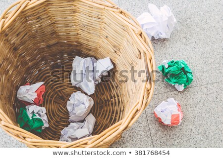 Stock photo: Rubbish On The Floor And Trashcans
