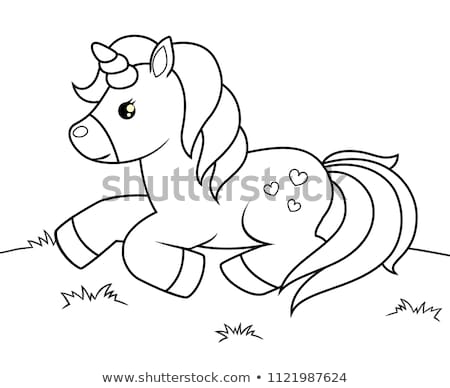 Stock fotó: Coloring Book Horse Black