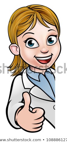 Stockfoto: Thumbs Up Scientist Cartoon Character Sign