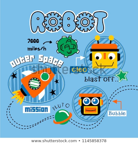 Stock photo: Robot With Funny Face Poster Vector Illustration