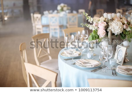 Stok fotoğraf: Round Banquet Table Served To The Wedding