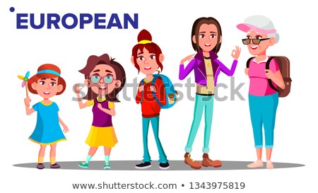 Stock photo: European Generation Female People Person Vector Mother Daughter Granddaughter Baby Teen Vector