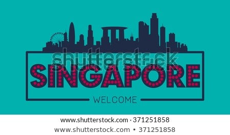 Stock fotó: Singapore City Skyline Color With Reflection Illustration
