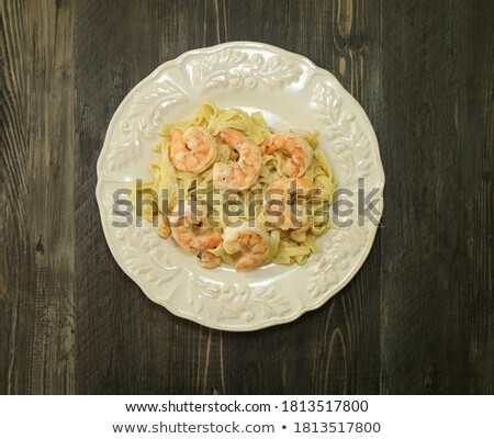 Stock photo: Linguini With Prawns And Scallops Closeup