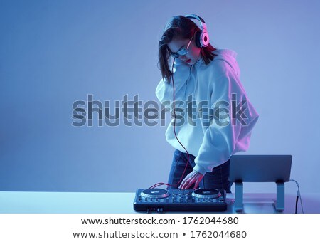 Stock fotó: Beautiful Blonde Dj Girl On Decks - The Party