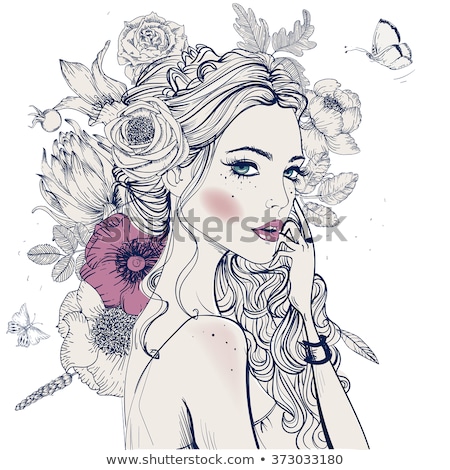 Foto stock: Young Beautiful Woman Portrait With White Flower
