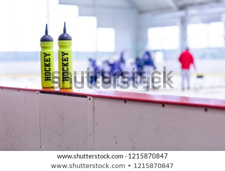 Drink Bottle On Board Ice Hockey Rink [[stock_photo]] © fotoduki