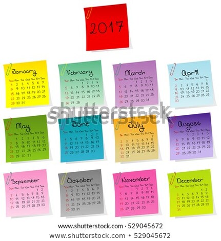Zdjęcia stock: 2017 Calendar Made Of Colored Sheets Of Paper