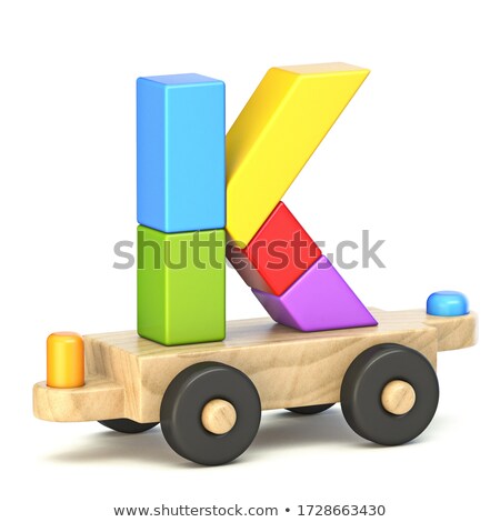 Stok fotoğraf: Wooden Train Font Letter K 3d