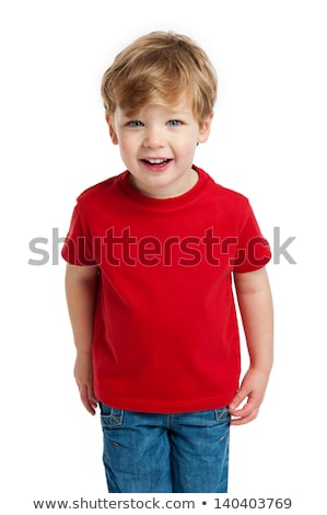 Cute Boy With Red Shirt Laughes Imagine de stoc © SLP_London