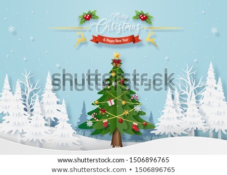 ストックフォト: Christmas Tree From The Paper And Snow