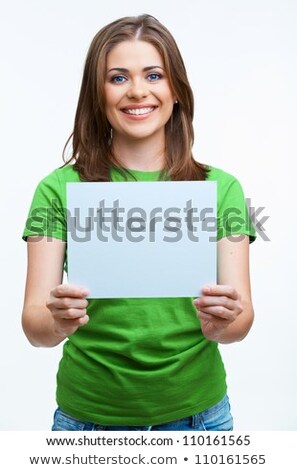 Stok fotoğraf: Female Executive Holding Blank Card At Office