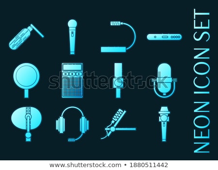Foto stock: Different Microphones Types Flat Icon Set
