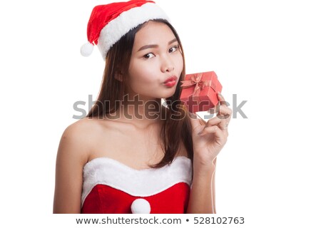 Stok fotoğraf: Happy Santa Girl Blowing A Kiss