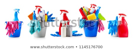 Сток-фото: Plastic Bucket With Cleaning Supplies