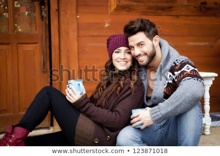 Stock photo: Young Happy Couple In Winter Mountains