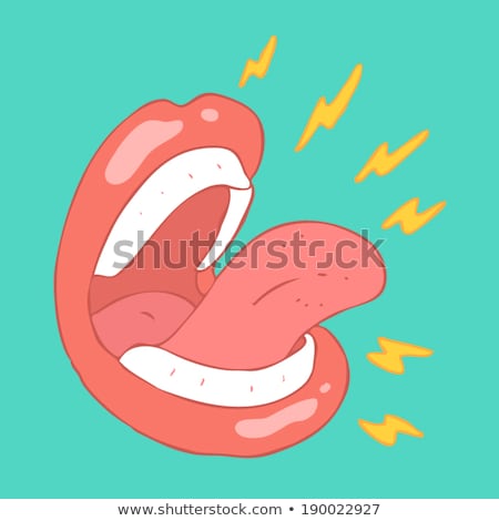 Stock photo: Womans Mouth Wide Open With Red Lipstick