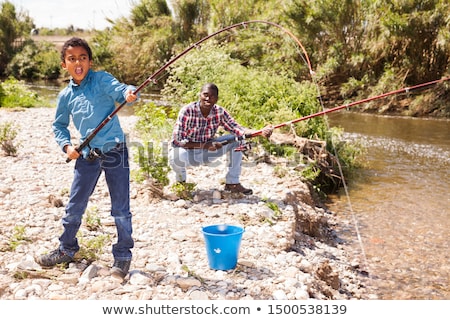 ストックフォト: Father And His Little Boy Fishing
