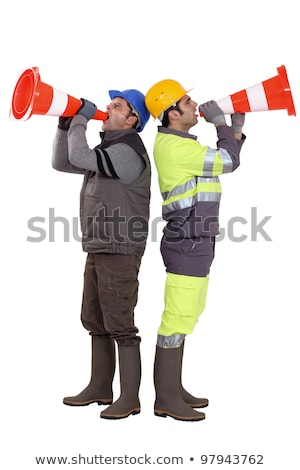 Stok fotoğraf: Men Shouting At Beacon Construction