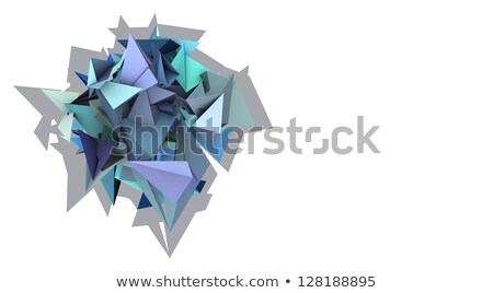 Stock photo: 3d Abstract Blue Spiked Electric Shape With Shadow