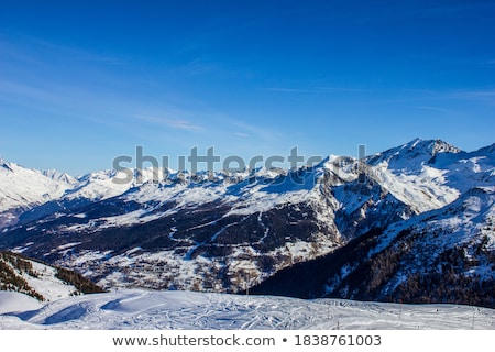 Stok fotoğraf: Panorama Of The Ski Resort Village Of La Plagne