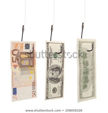 Foto stock: Fifty Dollar Bill Trapped In Fishing Hook