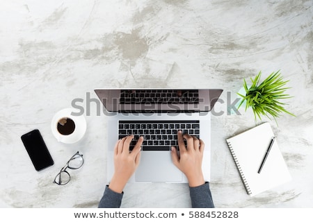 ストックフォト: Top View Of Female Hands Typing On Laptop Keyboard