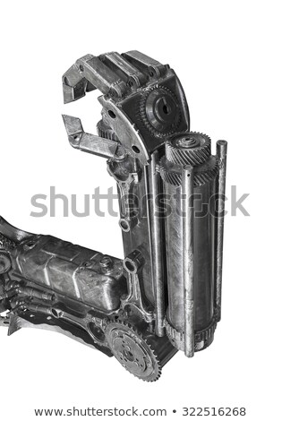 Stok fotoğraf: Hand Of Cyborg Sculpture Made From Scrap Metal Isolated