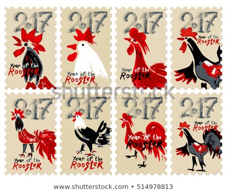 Stok fotoğraf: Chinese Zodiac Postage Stamp Year Of The Chicken