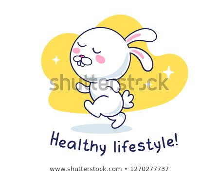 Stok fotoğraf: Funny Cartoon Rabbit Marathon Athletes