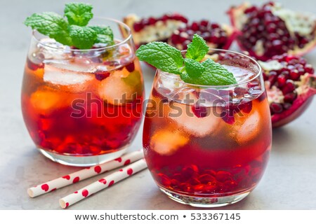 Zdjęcia stock: Lemon Mojito Cocktail With Mint And Pomegranate Cold Refreshing Drink Or Beverage