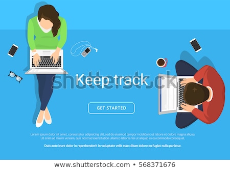 Stockfoto: Business Woman Using Laptop Vector Illustration