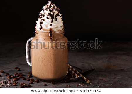 Stock fotó: Iced Cocoa Drink With Whipped Cream Cold Chocolate Beverage Coffee Frappe On Dark Background
