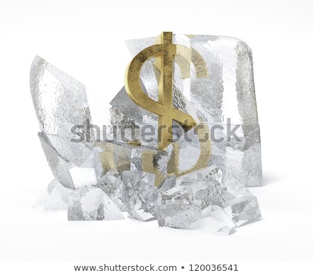 [[stock_photo]]: Golden Dollar Symbol Frozen Inside An Ice Cube